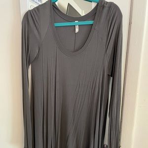 Gray Free People Longline Scoop Neck Tunic